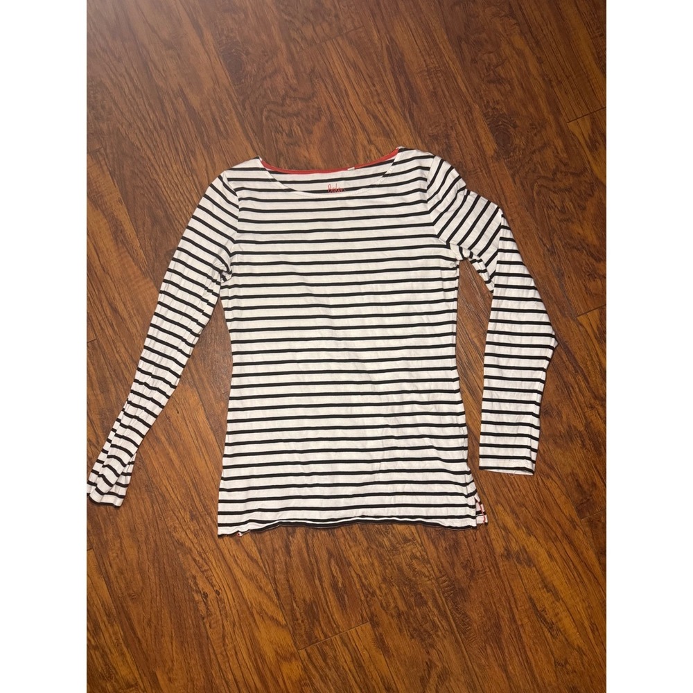 Boden Womens Breton Top Navy White Stripe Long Sleeve Boat Neck Size 6 US